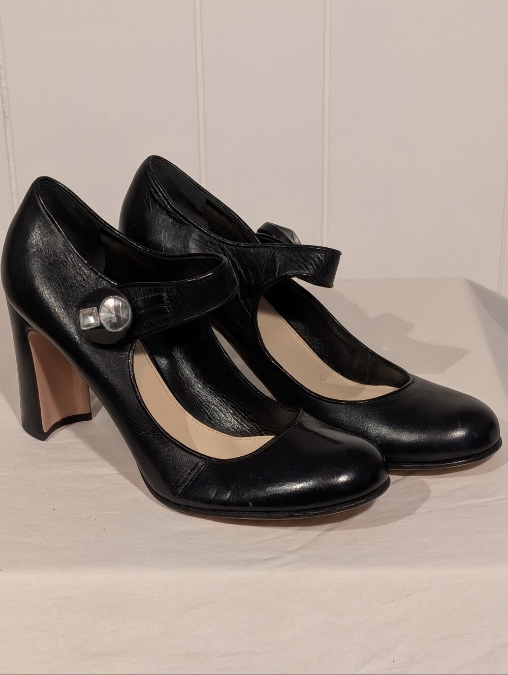 Prada Black Leather Mary Jane Heels